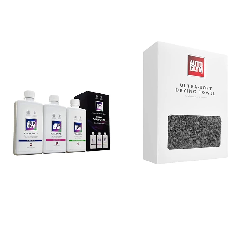 Autoglym Polar Collection - Car Cleaning Kit Includes Polar Blast Pre-Wash Snow Foam & Ultra-Soft Drying Towel, Extra Large Car Drying Towel, Ultra-Absorbent Twisted Loop, Lint Free Finish