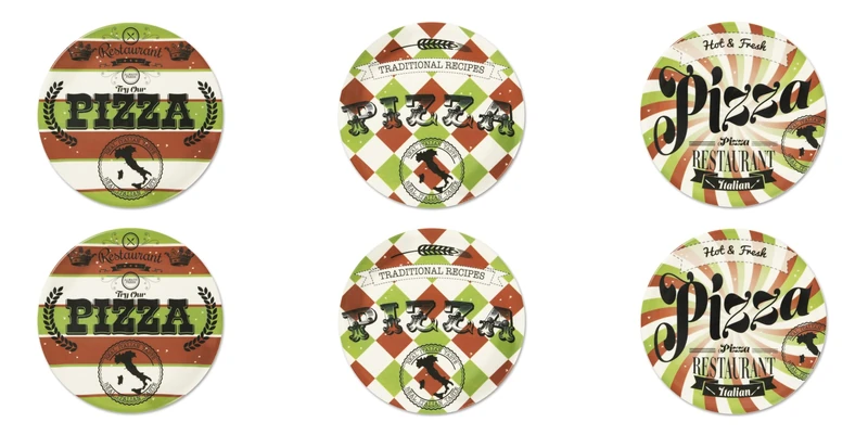 Excelsa Little Italy Set of 6 Pizza Plates, Diameter 31 cm, Porcelain, Multidecoration