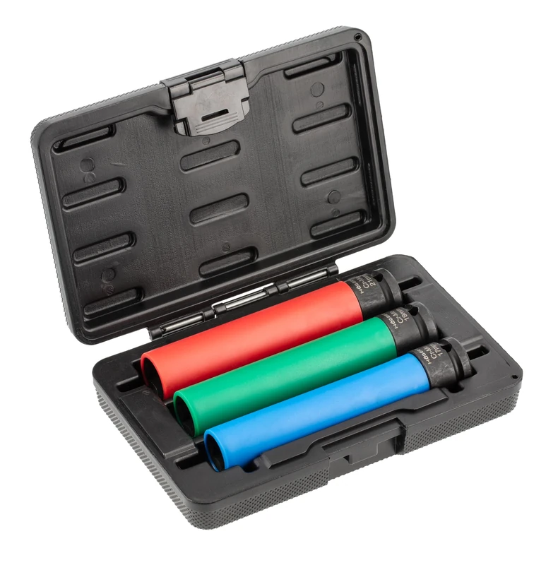 Högert Technik, Set of Long Impact Attachment Set 1-2 Inch for Alloy Wheels, 17 mm, 19 mm, 21 mm