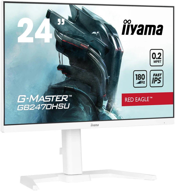 iiyama G-Master Red Eagle GB2470HSU-W6 23.8 inch Fast-IPS LED Gaming Monitor Full HD HDMI DP USB 3.2 0.2 ms 180Hz Adaptive Sync Height Adjustment Pivot White