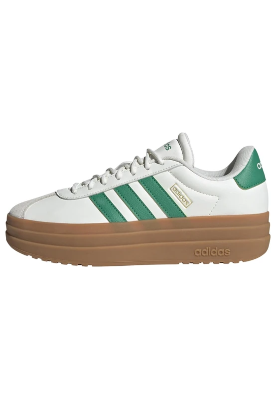 adidas Women's VL Court Bold Shoes - White/Green/Gold 6.5 UK