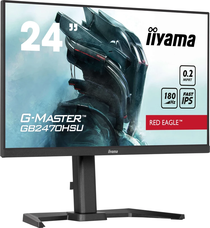 iiyama G-Master Red Eagle GB2470HSU-B6 23.8 inch Fast-IPS LED Gaming Monitor Full HD HDMI DP USB 3.2 0.2 ms 180Hz Adaptive Sync Height Adjustment Pivot Black