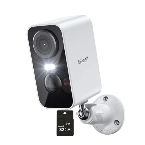 ieGeek Security Cameras Wireless Outdoor with 32GB Card, Smart 2K Battery Powered WiFi Camera System for Home Surveillance, Indoor Video Cam with Color Night Vision, 2 Way Audio, Motion Sensor