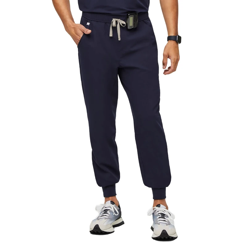 FIGS Tansen Jogger Scrub Pants for Men — Slim Fit, 5 Pockets, 4-Way Stretch, Anti-Wrinkle Men’s Scrub Pants, Navy Blue, Large