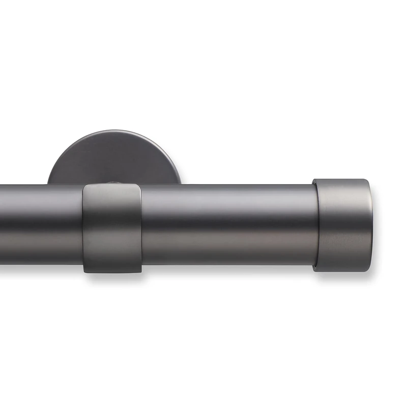 MODE Cambria® Designer Series - Premium 6 foot Custom Curtain Rod - 1-1/8 inch Large Diameter - Non-Adjustable for a Seamless Look - Premium Designer Brackets and End Caps - Matte Graphite Finish