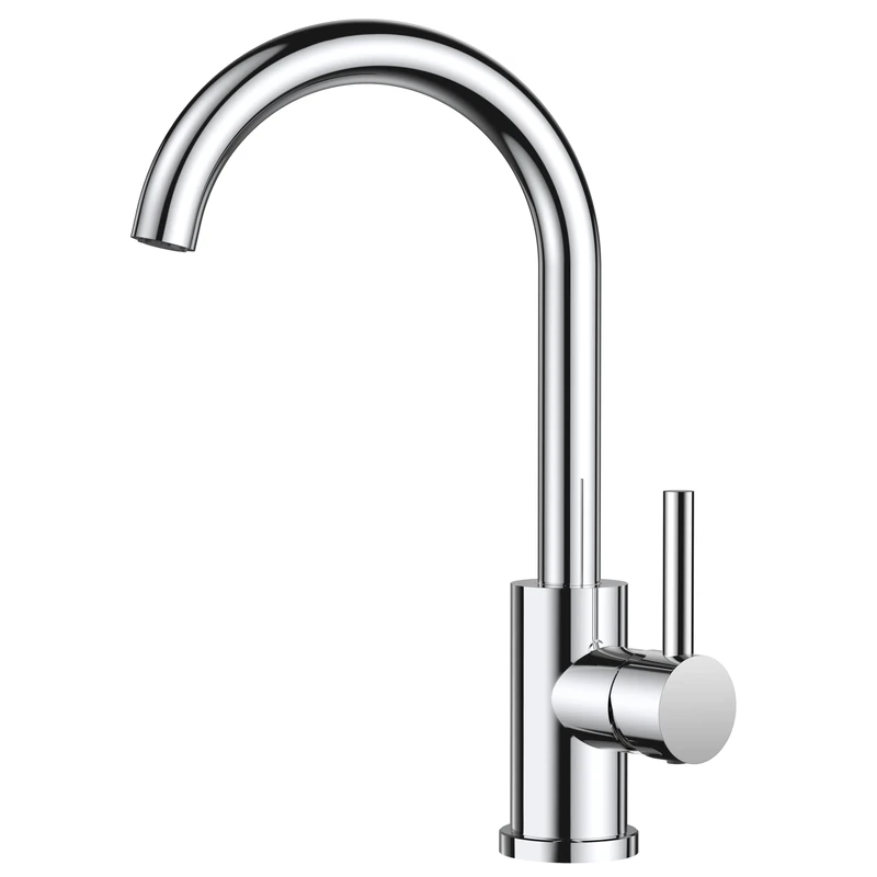 FORIOUS Kitchen Tap, Kitchen Sink Taps Mixer, 360 Swive Stainless Steel Monobloc 1 Hole with Single Lever, Ploished Chrome