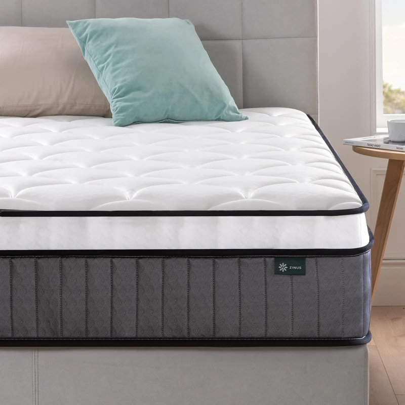 Zinus Hybrid Mattress, Memory Foam, White, Double