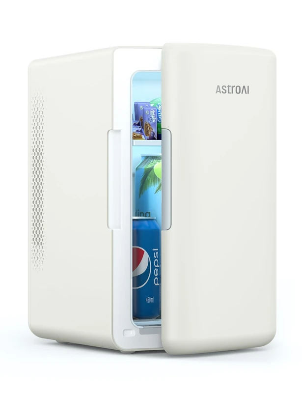 AstroAI Mini Fridge 6 Litre / 8 Can | Cooler and Warmer | AC/DC | Small Fridge for Bedrooms, Car, Drinks, Beauty, Skincare, Travel (Beige)