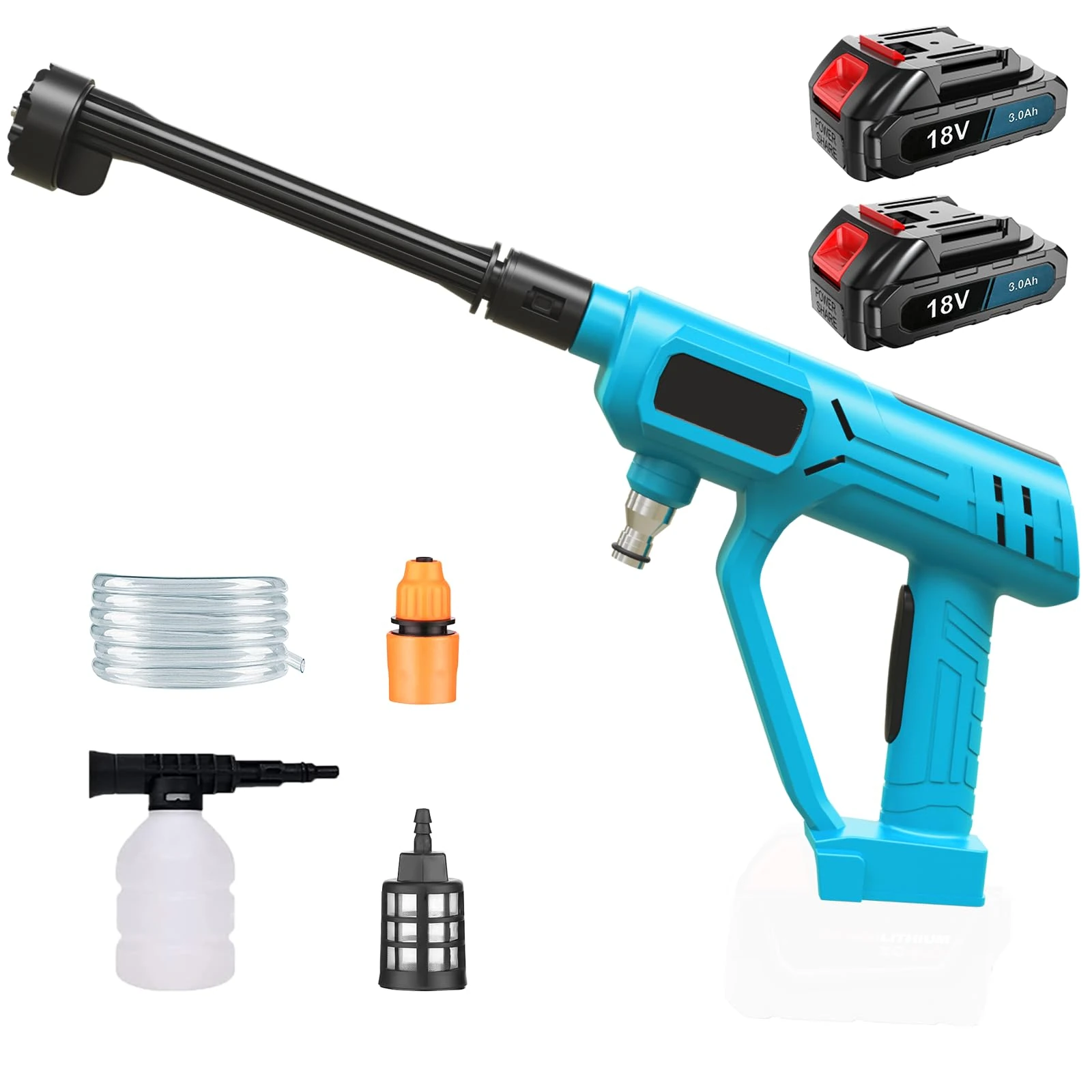 Cordless Pressure Washer for Makita 550 PSI Portable Handheld Power Washer with 2 * 3000mAH Battery 6-in-1 Nozzle Foam Cannon for Car Floor Fence Wall Cleaning