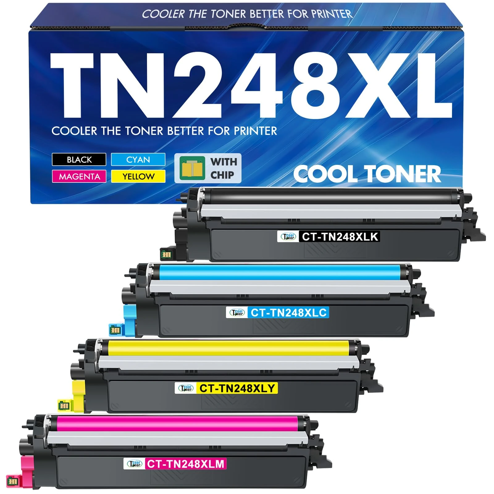 TN248 TN248XL TN-248XL MFC-L3740CDWE Toner: Compatible for Brother DCP-L3560CDW MFC-L3760CDW TN-248 HL-L3240CDW TN 248XL 248 TN-248CMYK HL-L3220CWE MFC-L3740CDW MFC-L8390CDW DCP-L3520CDWE Cartridge