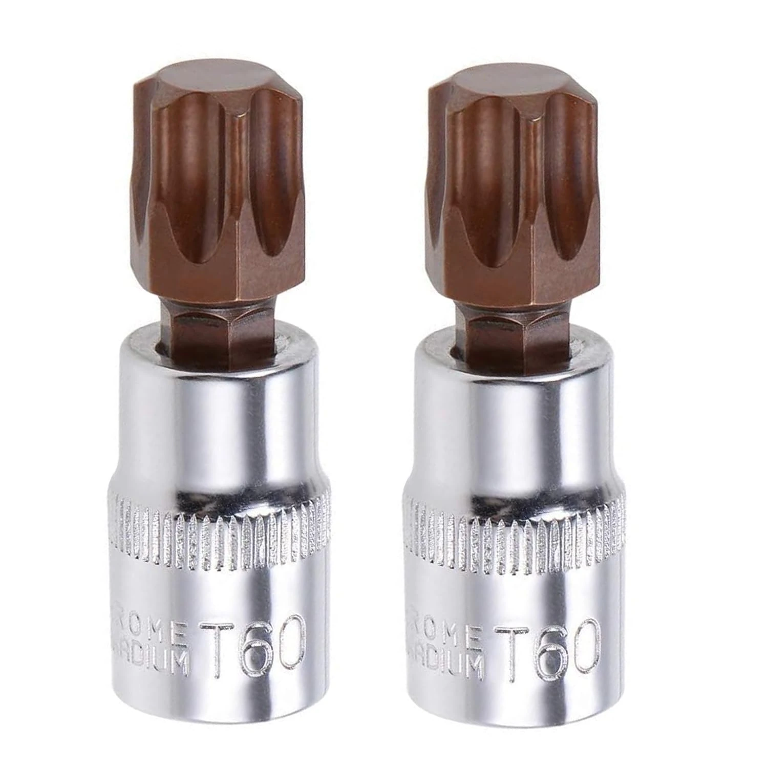 Juttzzei 2PCS Torx Bit Socket - 3/8" Drive T60 Torx Bits, Premium S2 Alloy Steel, 45mm Length