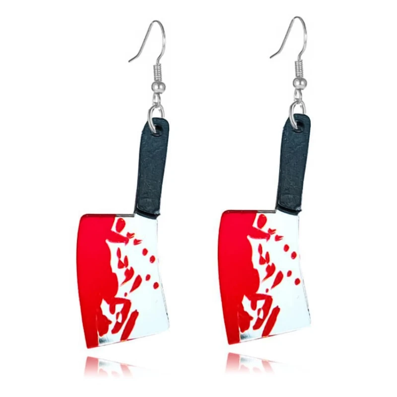 Miaija Halloween Bloody Knife Dangle Earrings Horror Knife Gothic Bloody Earrings Funny Party Dress Decor Props for Halloween Carnival