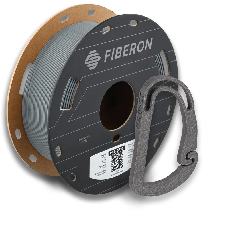 Polymaker Fiberon PA6-GF Glass Fiber Nylon Filament 1.75 Grey 500g, Enhanced Hard Edge Cardboard Spool, Fiberon PA6-GF Nylon Warp Free 1.75mm 3D Printing Filament - Image 1