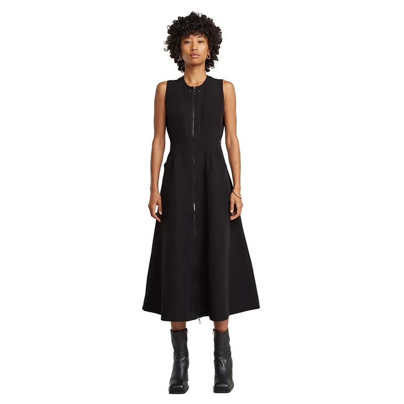 G-STAR RAW Corset Flare Sleeveless Dress, Black (Dk Black D23605-9285-6484), XXS