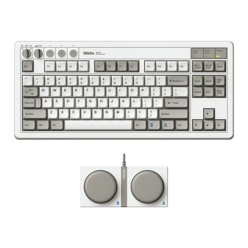 8Bitdo Retro Mechanical Keyboard, Bluetooth/2.4G/USB-C Hot Swappable Gaming Keyboard with 87 Keys, Dual Super Programmable Buttons for Windows and Android - M Edition - QWERTY ANSI US Layout