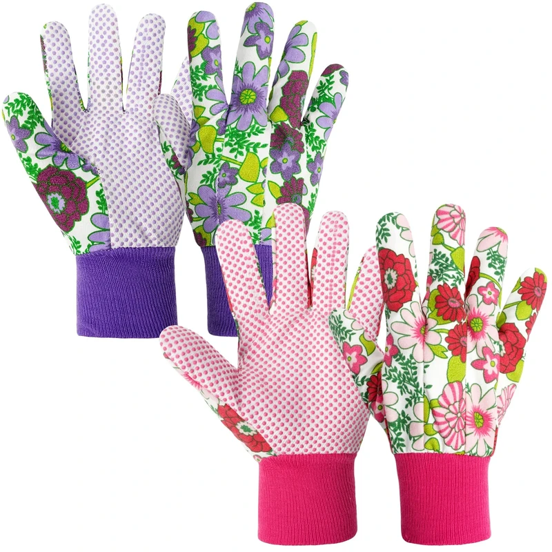 Ainiv Floral Gardening Gloves for Women/Ladies, 2 Pairs Non-Slip Garden Work Gloves, Breathable Yard Work Glove Light Working Gloves for Farm, Yard, Pruning, Outdoor Multi-Purpose(Universal Size)