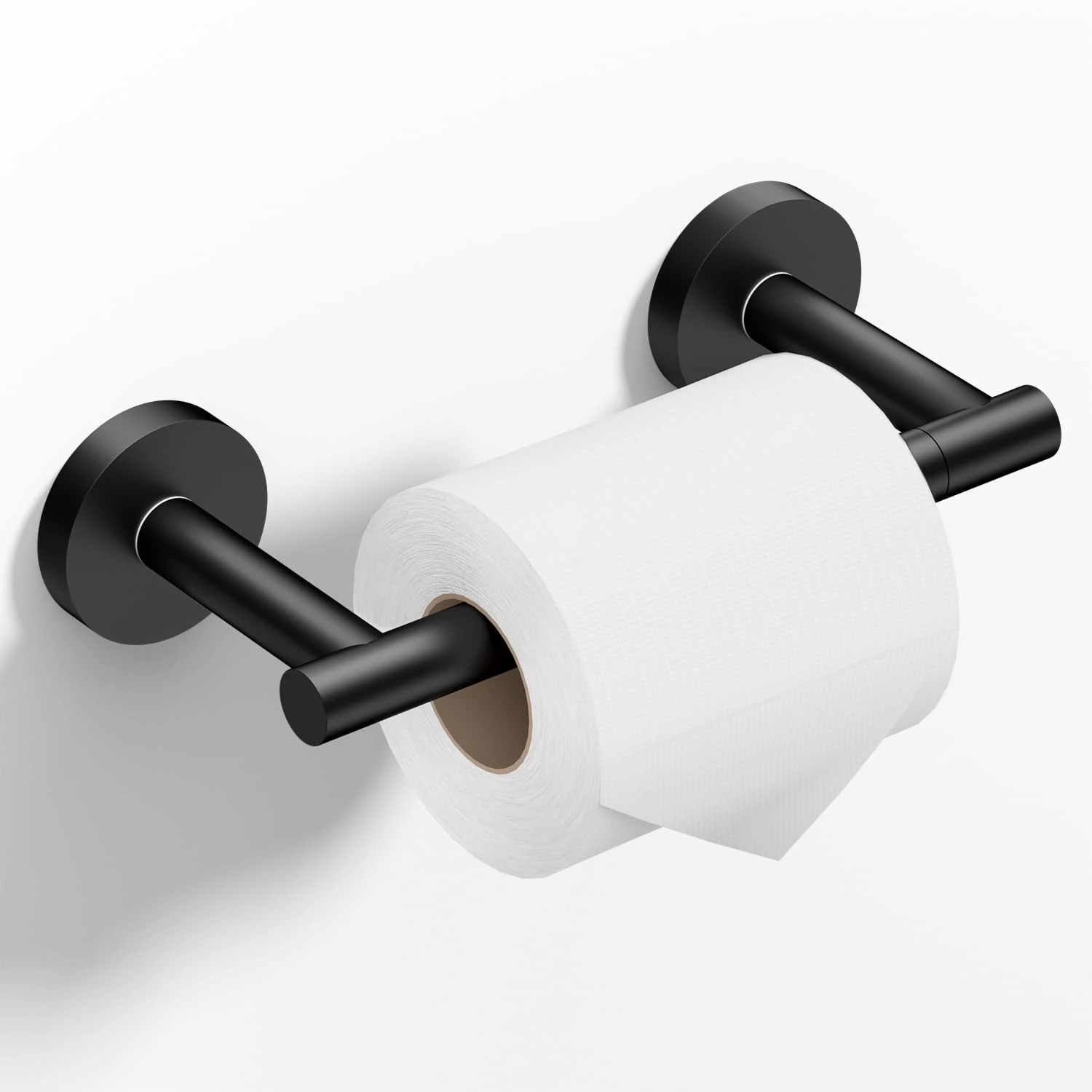 HITSLAM Toilet Roll Holder Wall Mounted Matte Black, Double Post Pivoting Toilet Paper Holder, SUS304 Stainless Steel Toilet Tissue Holder, Toilet Accessories for Bathroom, Kitchen, Washroom