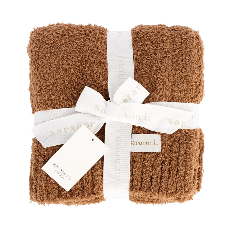 SARANONI Bamboni Luxury Baby Blanket, Plush Blanket for Boys and Girls, Receiving Blanket 30 x 40 Inches, Caramel