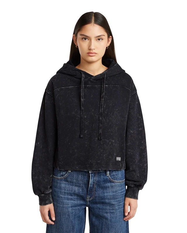 G-STAR RAW Women's Overdyed Loose Hooded Sweatshirt, Black (Dk Black Gd D24402-d249-b564), L