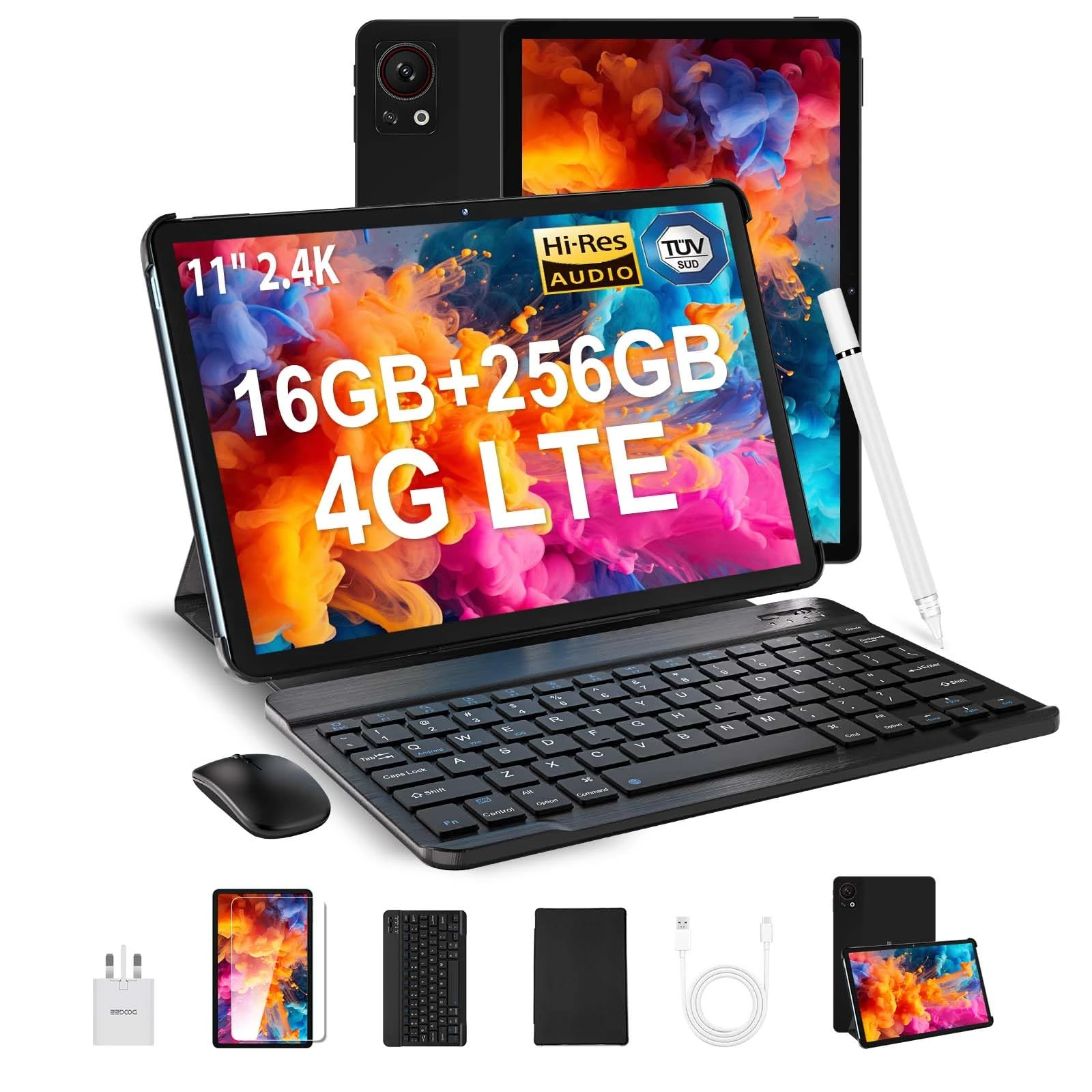 DOOGEE T30S 2025 Newest 11 Inch Tablet With Keyboard, 16GB+256GB/1TB, Octa-Core, 8580mAh, Android Tablet With SIM Card Slot, Widevine L1, Bluetooth 5.0, 5G WiFi, Tablets with Pen,Mouse & Case-Black