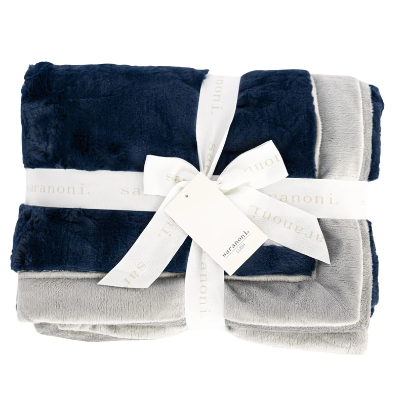 Saranoni Kids Blanket Plush Cozy Soft Blanket Navy/Gray 40x60