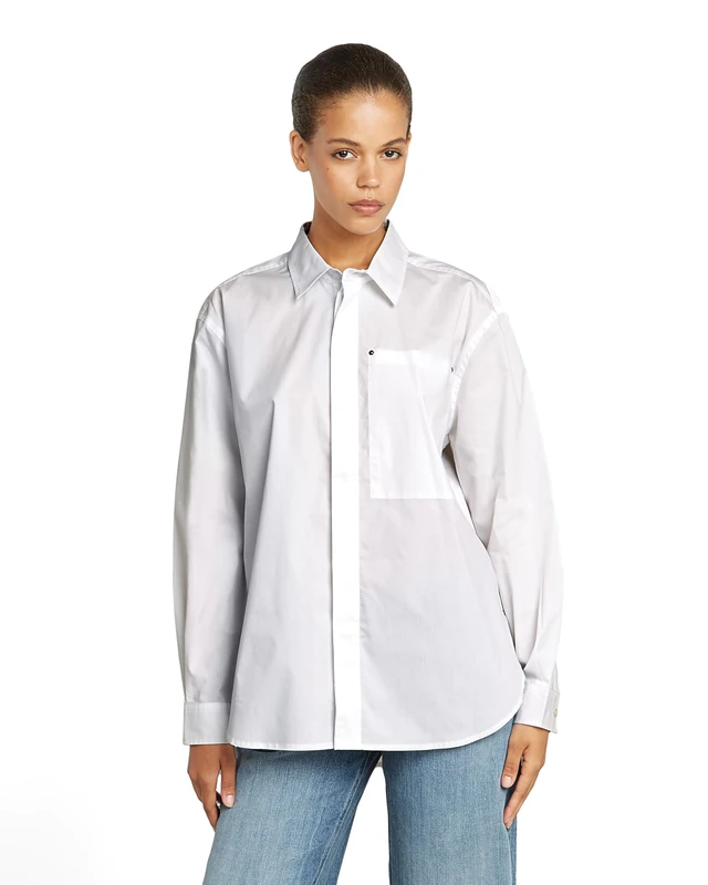 G-STAR Oversized BF Shirt LS Wmn, White (White D26381-d321-110), Large