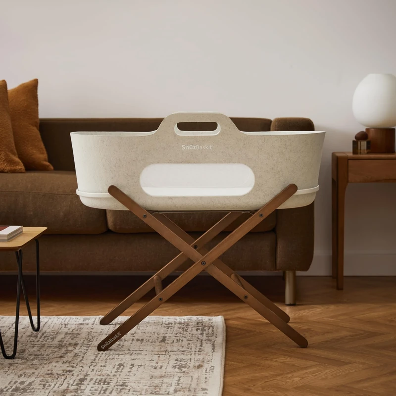 Snuz SnuzBaskit, Wood, Barley & Walnut, Moses Basket & Stand