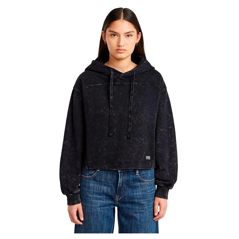 G-STAR RAW Women's Overdyed Loose Hooded Sweatshirt, Black (Dk Black Gd D24402-d249-b564), XL