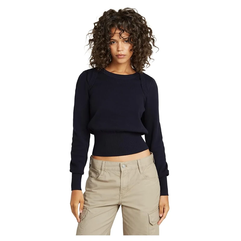 G-STAR Women's Moto Slim Knitted Sweatshirt Knits, Blue (Osaka Blue D23815-b146-3873), XL - Image 1