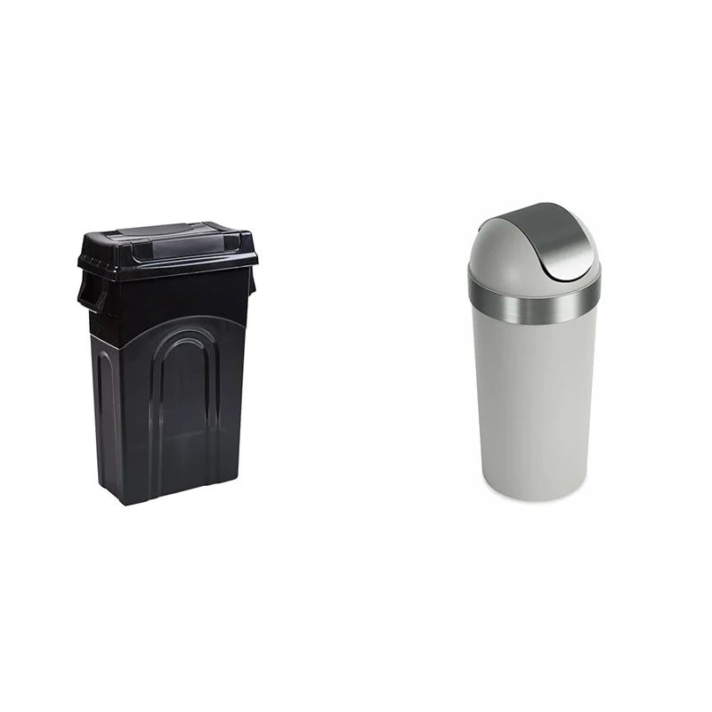 United Solutions Highboy Waste Container with Swing Lid, 23 Gallon & Umbra Venti Swing-Top 16.5-Gallon Kitchen Trash Lid– Large, 35-inch Tall Garbage Can for Indoor - Image 1