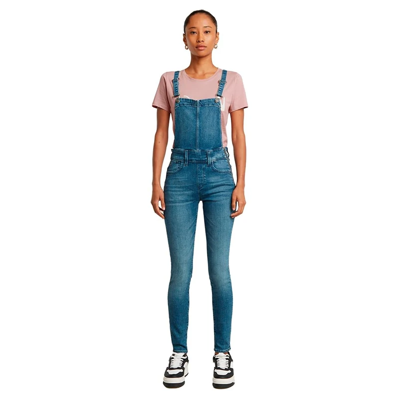 G-STAR RAW Women's Lynn High Waist Skinny Overall Jumpsuit, Blue (Faded Neptune Blue D14425-6550-C571), (27W) EU