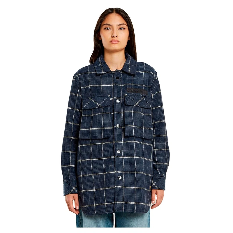 G-STAR Women's Regular Boyfriend Overshirt - Rank Blue Dash Check