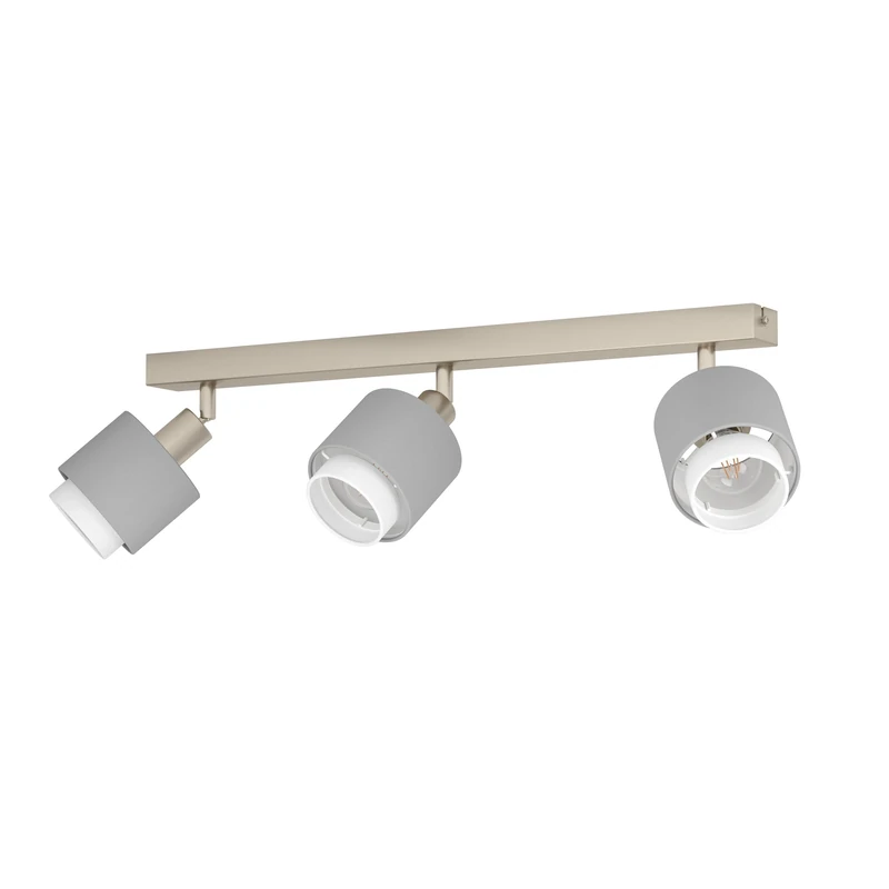 EGLO Bellizzi Ceiling Light Fitting, 3 Spots Ceiling lamp, Textile Spotlight bar in Grey and White, Ceiling Light Fixture with E14 Socket