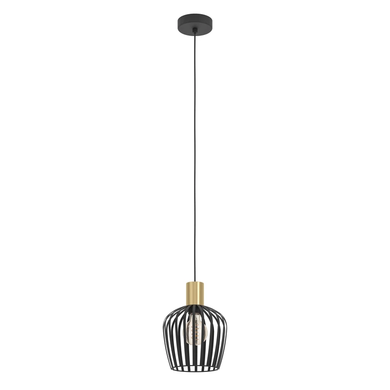 Eglo Empoli Pendant Lighting - Black and Brass Hanging Lamp