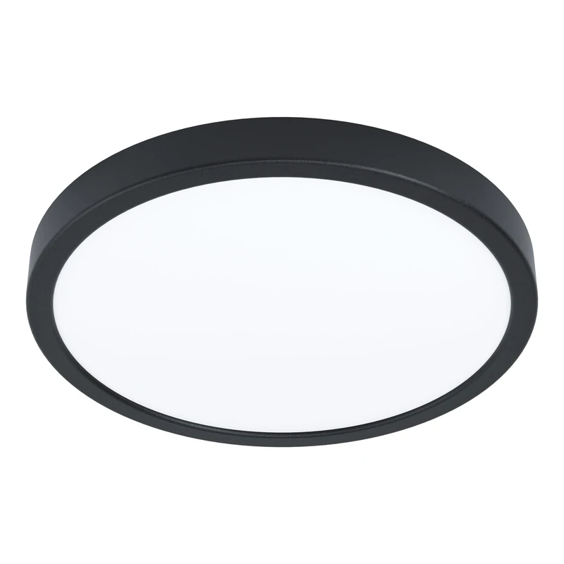 Eglo LED Ceiling Light Fitting Fueva 5, Ø 28.5 cm, Round Ceiling lamp with Motion Sensor, Flush Light Fixture, Metal in Black and Plastic in White, Warm White Lighting