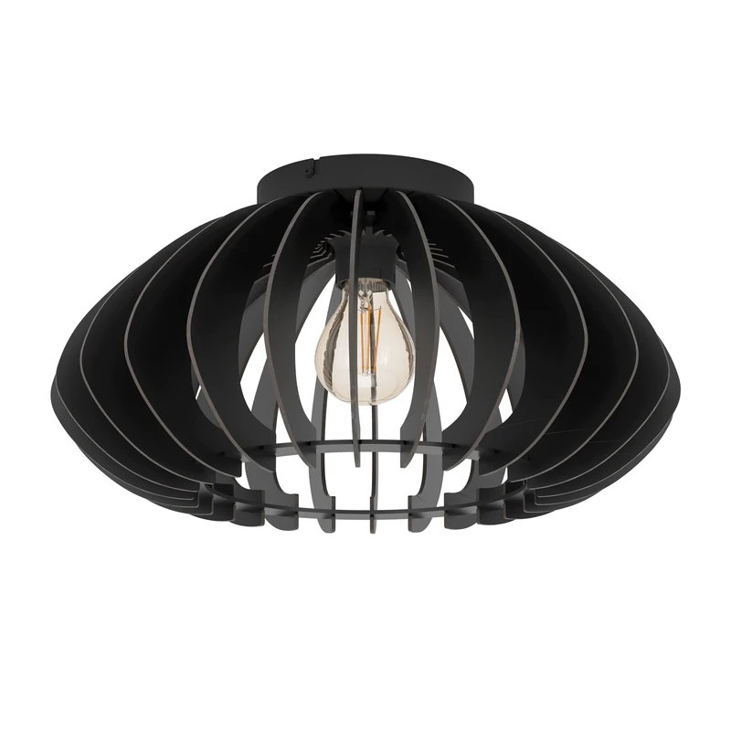 Eglo Ceiling lamp Cossano 3, Vintage Ceiling Light Fitting, Retro Ceiling spot Made of Metal and Wood in Black, Living Room Lighting with E27 Socket, Ø 45 cm