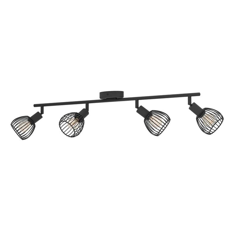 Eglo Sonnino Ceiling Light Fitting, 4 Spots Ceiling lamp, Industrial spotllight bar Made of Black Metal, Ceiling Light Fixture with E14 Socket