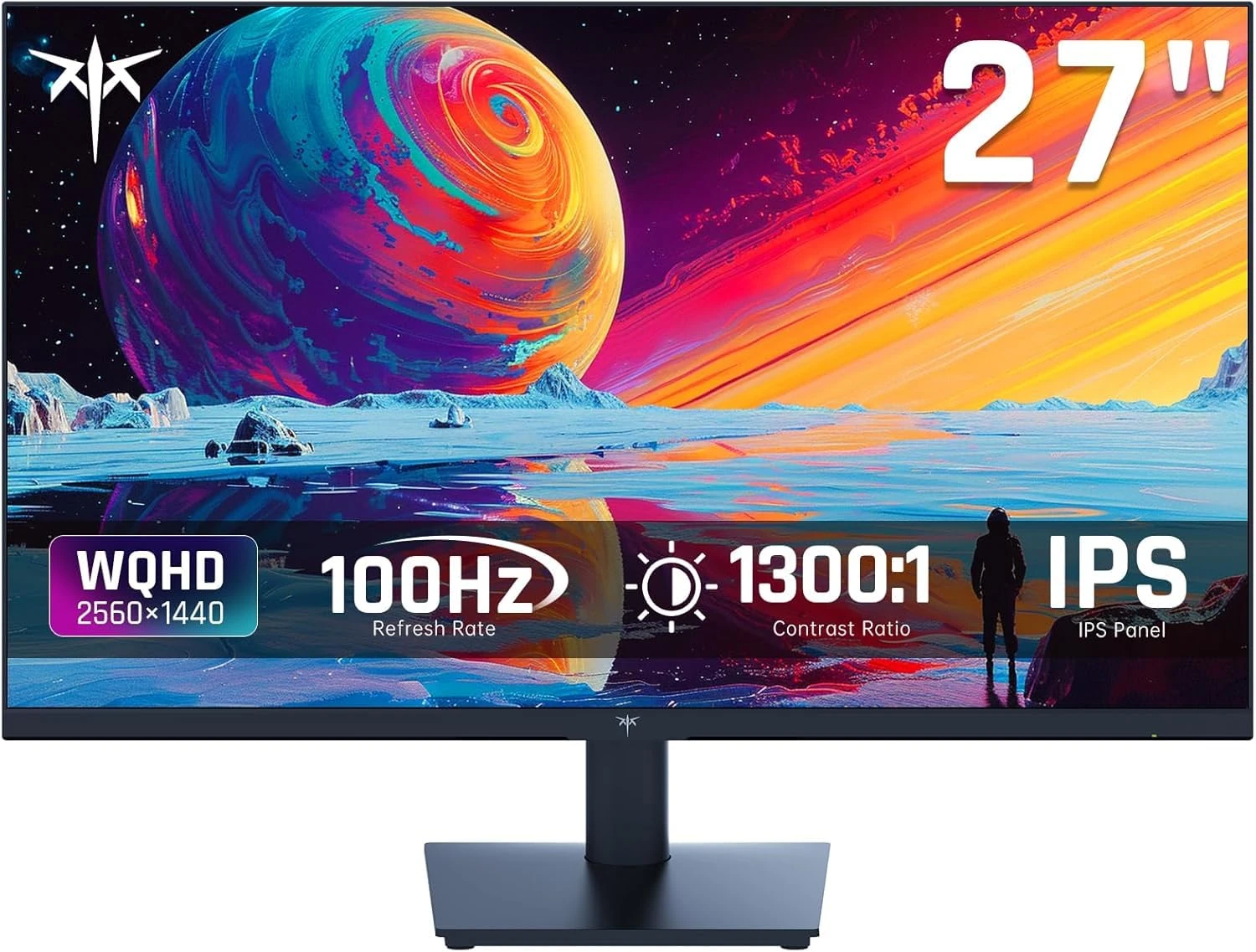KTC 27 Inch QHD (2560 x 1440) 100Hz Computer Monitor - IPS Panel, Anti-Blue Light Screen, 100% High Colour Gamut, 123% sRGB, Support FreeSync and GSync, PC Monitor for Casual Gaming and Working