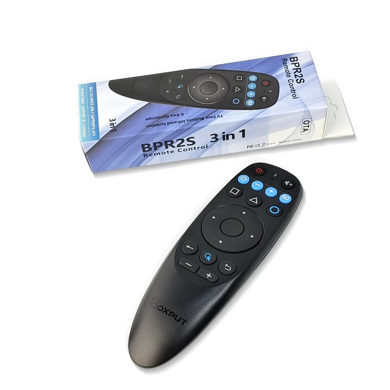 BOXPUT BPR2S air mouse remote control, Bluetooth voice remote control, equipped with 6-axis gyroscope, supporting IR full key learning, suitable for Android TV boxes or TV stick set-top boxes