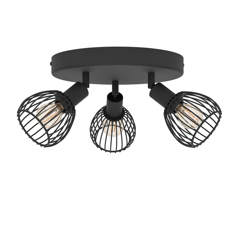 Eglo Sonnino Ceiling Light Fitting, 3 Spots Ceiling lamp, Industrial spotllight bar Made of Black Metal, Ceiling Light Fixture with E14 Socket