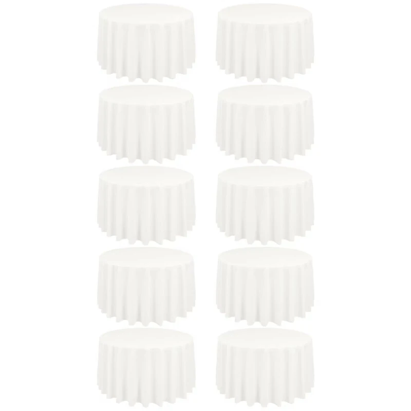 REWOMC 10 Pack Ivory Round Tablecloths - 120 Inch, Polyester Table Cover for Round Table, Stain and Wrinkle Resistant Washable Fabric Tablecloth, Polyester Tablecloth for Wedding Banquet Parties