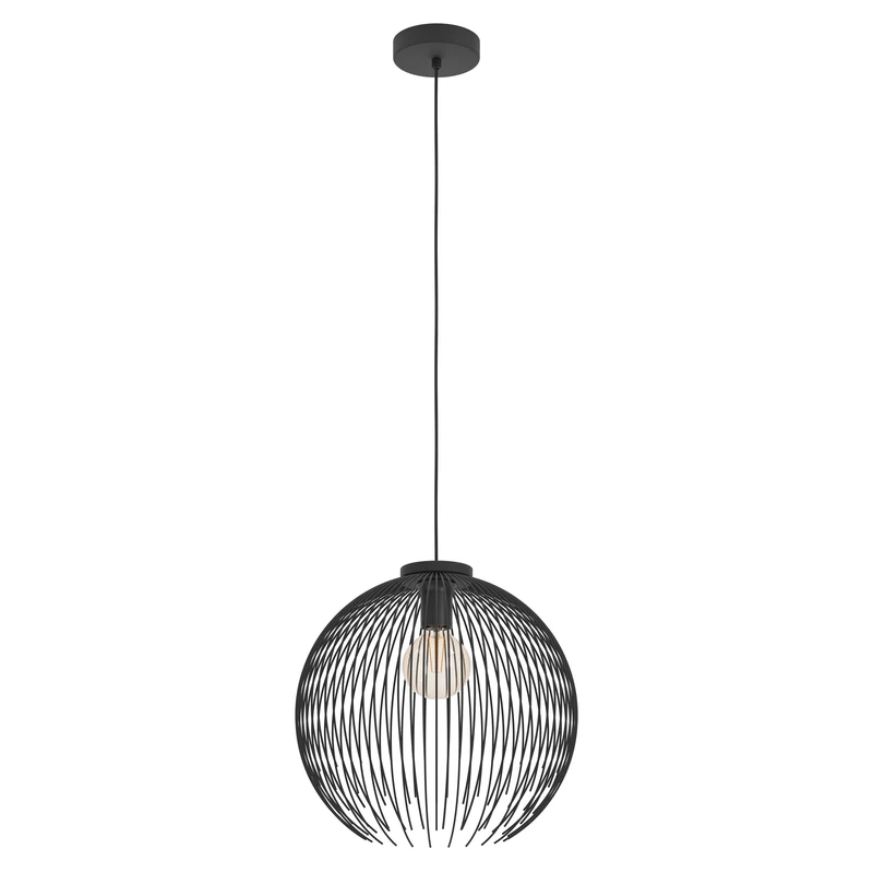 Eglo Pendant Lighting Venezuela, Hanging lamp Above Dining Table, Round Dining Room Ceiling Light Fixture, Black Metal, E27 Socket, Ø 40 cm