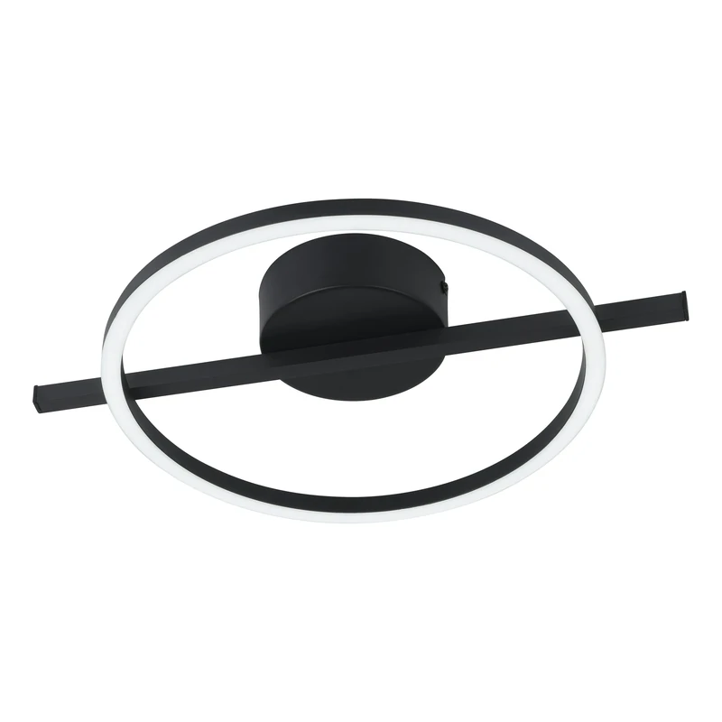 Eglo LED Ceiling Light Fitting Amandolo, Ring-Shaped Ceiling lamp dimmable with Remote Control, Geometric Light Fixture Made of Black Metal, Warm White-Cold White, RGB Backlight