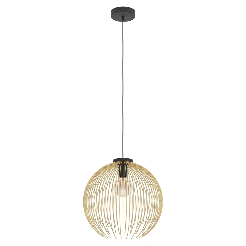 Eglo Pendant Lighting Venezuela, Hanging lamp Above Dining Table, Round Dining Room Ceiling Light Fixture, Metal in Black and Gold, E27 Socket, Ø 40 cm
