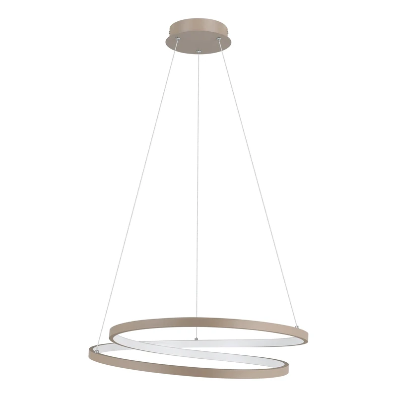 Eglo LED Pendant Lighting Ruotale, Hanging lamp Above Dining Table, Curved Ceiling Light Fixture for Dining Room, Sand Coloured Metal, Warm White, Ø 55 cm