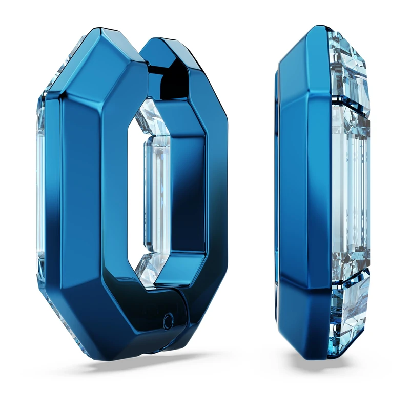 Swarovski Lucent hoop earrings, Octagon shape, Small, Blue
