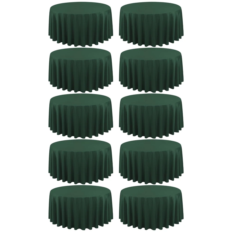 10 Pack Hunter Green Round Tablecloths - 120 Inch, Polyester Table Cover for Round Table, Stain and Wrinkle Resistant Washable Fabric Tableloth, Polyester Tablecloth for Wedding Banquet Parties