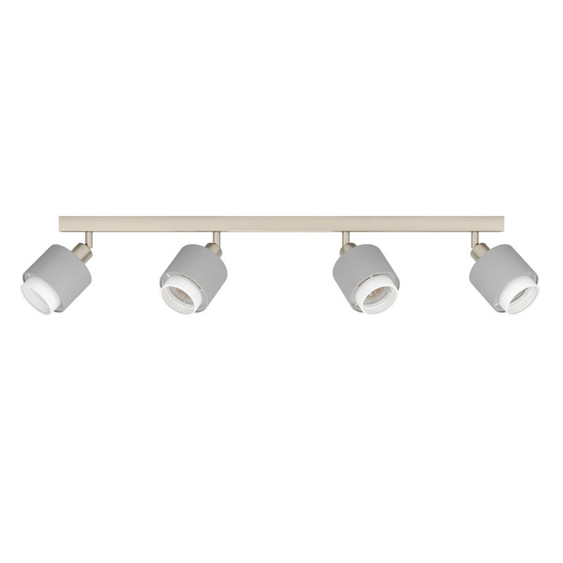 Eglo Bellizzi Ceiling Light Fitting, 4 Spots Ceiling lamp, Textile Spotlight bar in Grey and White, Ceiling Light Fixture with E14 Socket