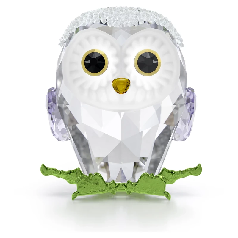 Swarovski Idyllia Baby Owl Figurine, Clear Crystals and Crystal Rocks with Lacquered Metal Accents, Part of the Idyllia Collection