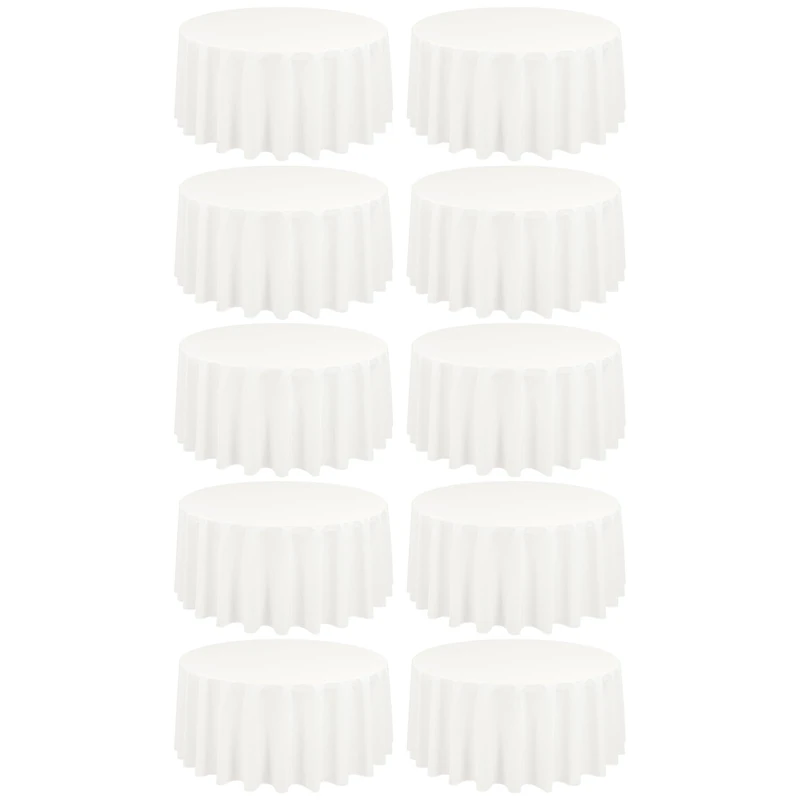 REWOMC 10 Pack Ivory Round Tablecloths - 90 Inch, Polyester Table Cover, Stain and Wrinkle Resistant Washable Fabric Table Cloths for Wedding Banquet Parties